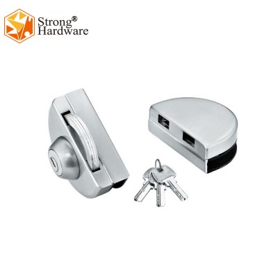 Half Round stainless steel matt single side with 3 brass keys  glass door lock